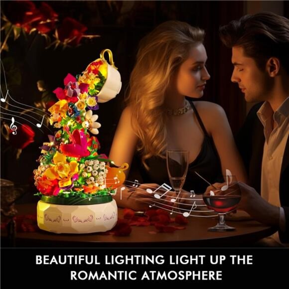 Flowers Music Box Building Block Kit with Light- 571PCS Mother's Day - Picture 2 of 7